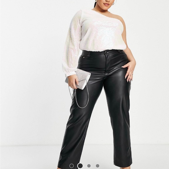 NYE One Shoulder Iridescent Pink Plus Size Bodysuit - Picture 4 of 5